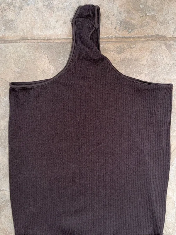 Skims Stretch Rib Scoop Tank Bodysuit In Soot Size S/M - Image 4