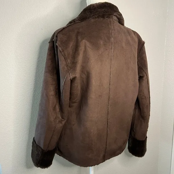 Brandon Thomas Reversible Suede Fur Jacket Women’s Small S Brown with Pockets - Image 5