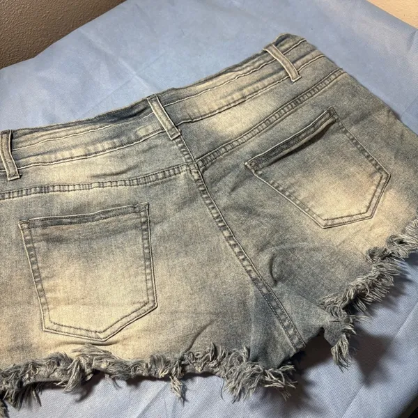 Source Unknown Light Blue Frayed Jean Shorts - Image 14