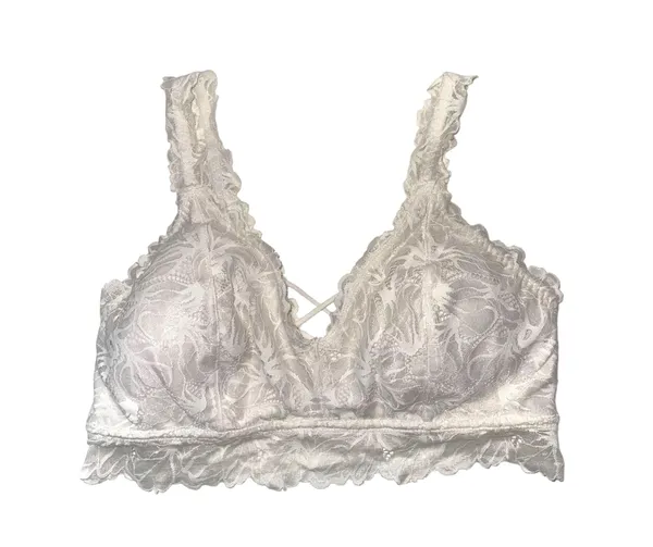 Maurices White Allover Lace Plunge Criss Cross Back Bralette - Image 2