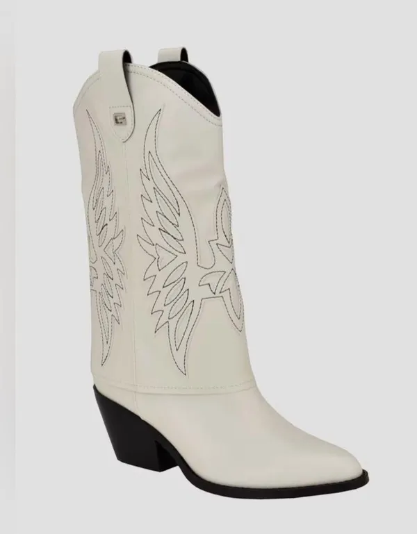 NWB Guess Raegan Fold-Over Cowboy Boots western white size 9 M cowgirl - Image 2