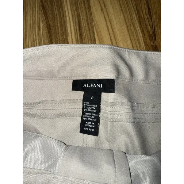 Alfani NEW Womens Sz 2 Slim Leg Tummy Control Pants Khaki‎ Dress Stress - Image 3