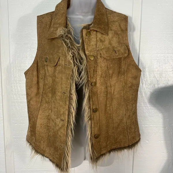 Wilson’s Leather Maxima Brown Fur Lined Vest Size XL EUC - Image 3