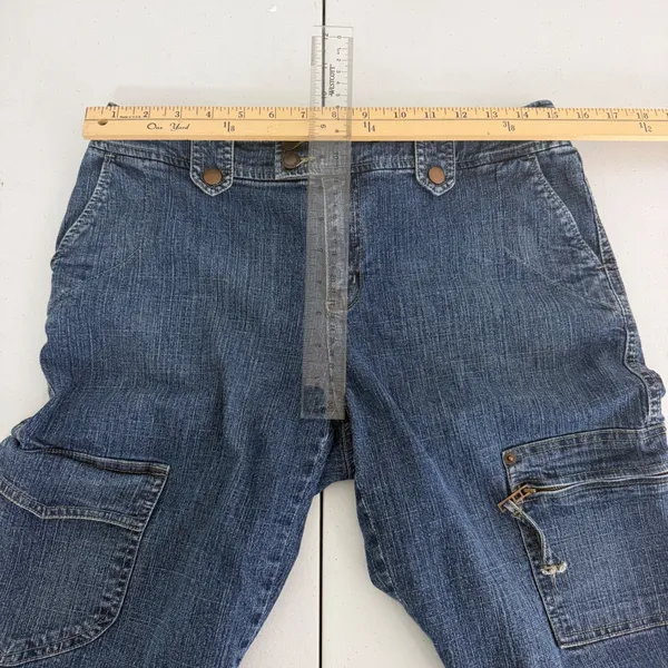 Jones Wear Jeans Cargo Shorts Womens‎ 8 Stretch Utility Multi Pocket Blue Denim - Image 8