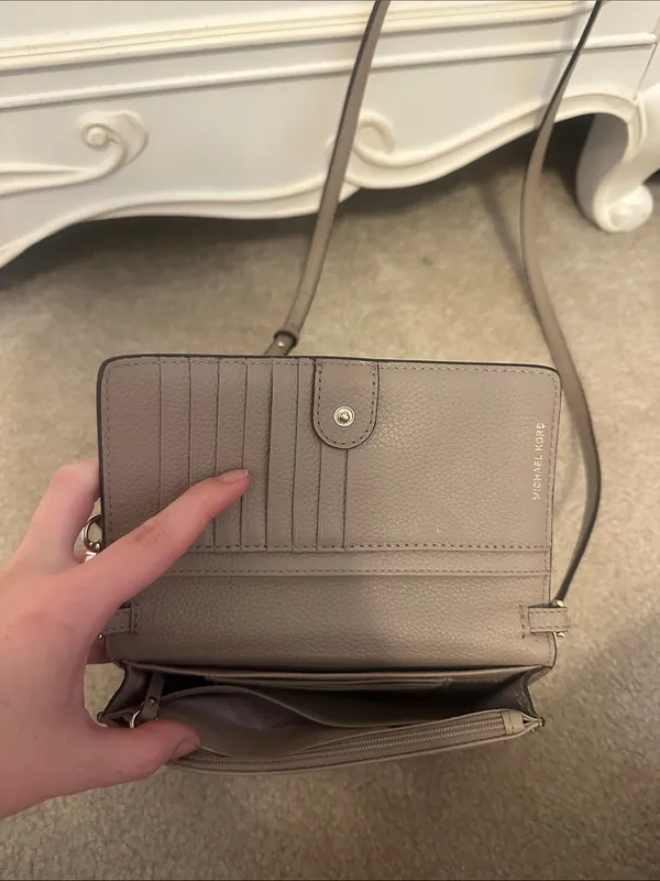 Michael Kors Taupe Leather Crossbody Bag - Image 2