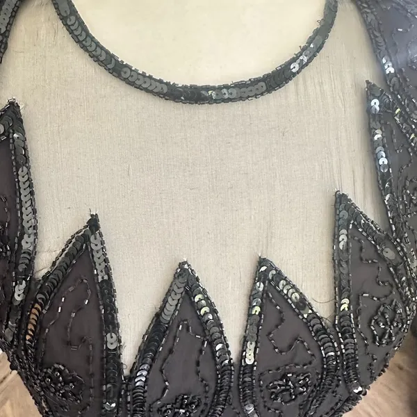 Vintage Stenay Silk Beaded Maxi Dress 6 Black Gown Cocktail Beaded Formal Party‎ - Image 15