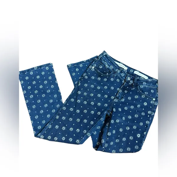 Pilcro Embroidered High-Rise Cropped‎ Starbursts Pattern Bootcut Jeans Sz 26 - Image 10