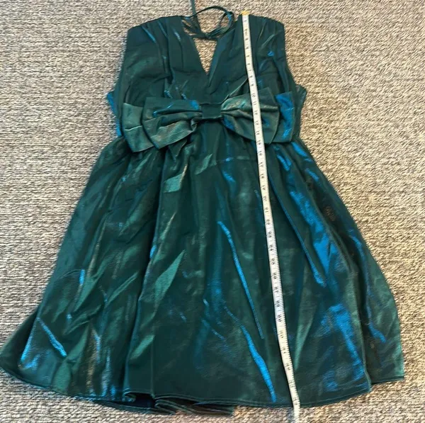 NWT Entro Bow Front Metallic Green Dress Sz M - Image 11