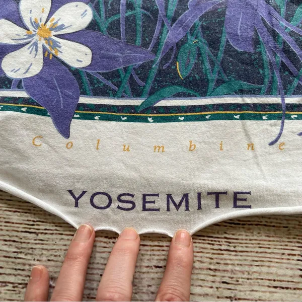 Vintage 90s Yosemite Columbine Cropped Top Womens Large Anvil‎ USA National Park - Image 3
