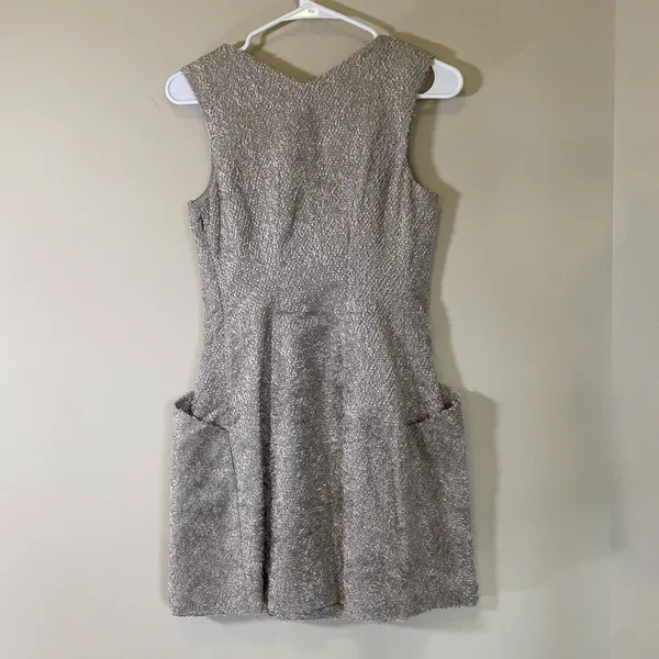 THEYSKENS’ THEORY‎ SILVER TEXTURED MINI DRESS SIDE POCKETS Small - Image 8