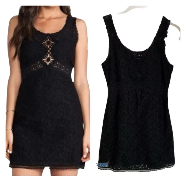 Anthropologie Free People Sz S Dress Daisy Chain Semi-sheer Lace Crochet Bodycon - Image 2