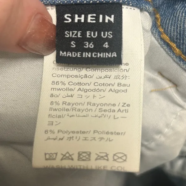 SHEIN Blue Distressed Jean Shorts size womens small size 4 - Image 3