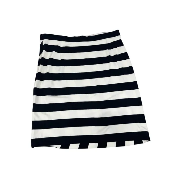 Banana Republic Black White Striped Mini Skirt 12 Stretch Bold‎ - Image 2