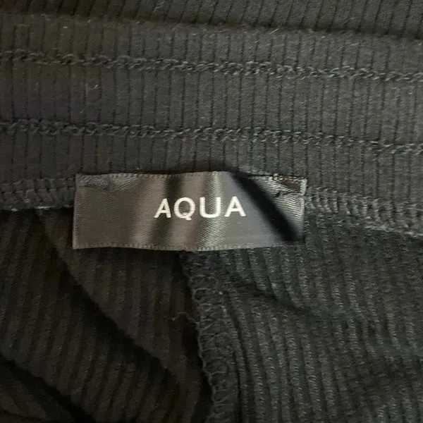 Aqua Black Ribbed Mid Rise Drawstring Cropped Relaxed Lounge Sweat Pants Size S - Image 5