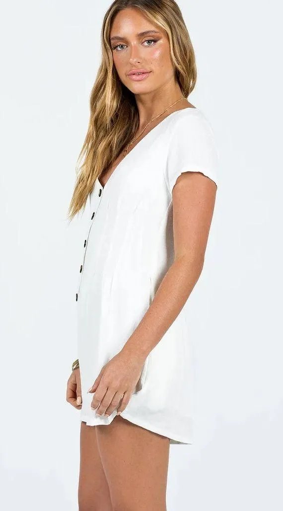 Princess Polly Adi Button Front Pleated Romper - Image 2