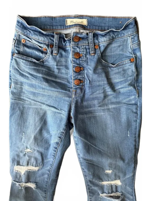 Madewell Women's Denim Jeans Size 25 Cali-Demi Boot Distressed Grunge Streetwear - Image 4