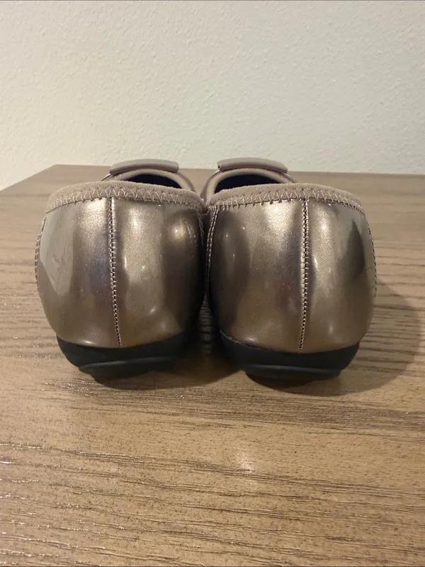 Anne Klein Metallic Taupe Slip-On Ballet Flats with Buckle - Image 4