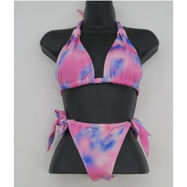Victoria's Secret Pink Blue‎ Tie Dye Triangle Bikini Set Size Medium - Image 5