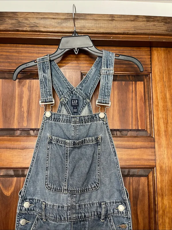 GAP womens Distressed Denim Short Overalls - Blue size XS - Image 3