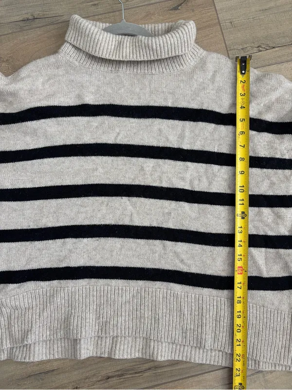 THE RESET R Label Black Tan Wool Cashmere Knit Wide Sleeve Turtleneck Sweater XL - Image 8