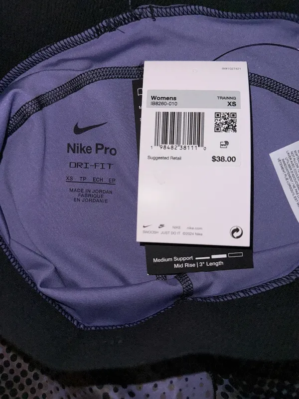 Nike Pro Black and Purple 3" Shorts - Image 4