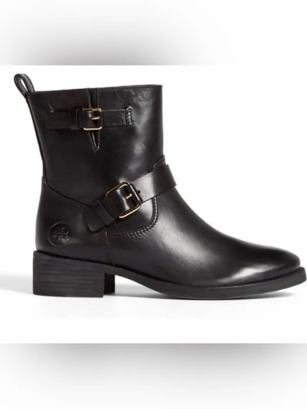 Tory Burch Black Bennie Buckle Moto Boots with Gold Hardware size 5 EUC - Image 2