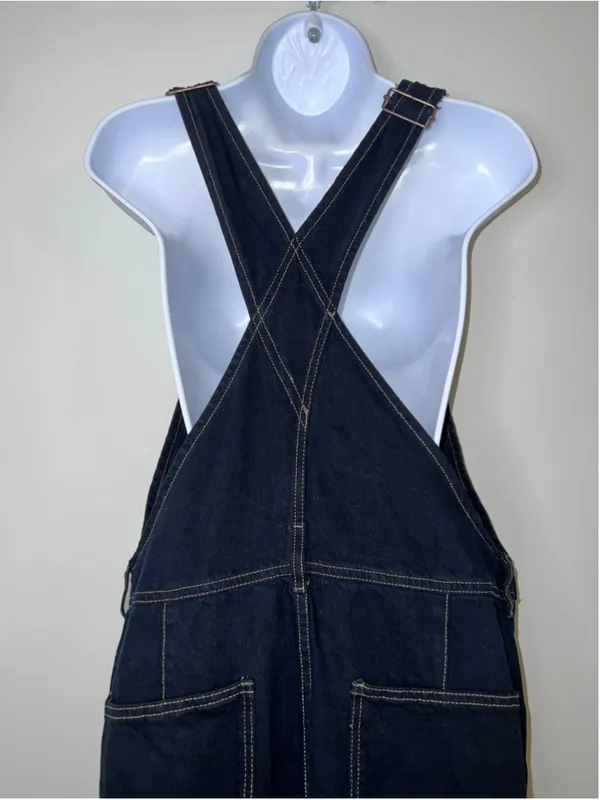 Women's Free People Dark Blue Denim Overalls Size LARGE - Image 5