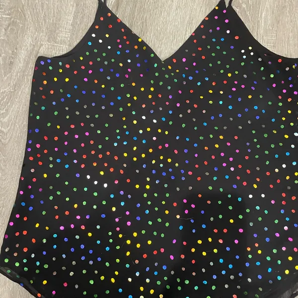 Express Women's Black Polka Dot Top - Image 2