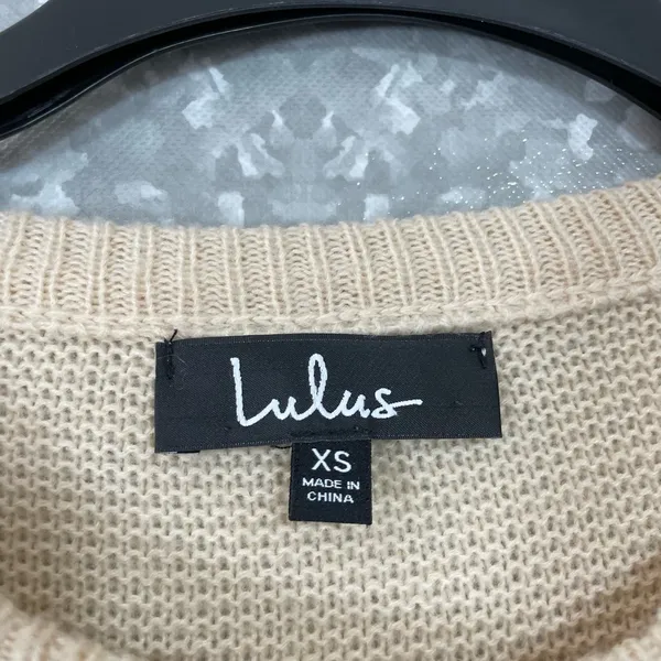 Lulus Women's Light Tan Casual Minimalist Acrylic Sweater - Size XS - Round Neck - Image 4