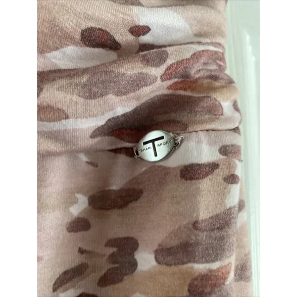 Tahari Sport Camo Joggers Womens Size S Pink Brown Ruched Ankle Athleisure Pants - Image 3
