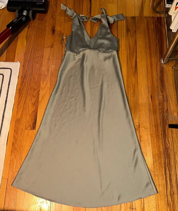 BHLDN x Sachin & Babi Harper Satin Charmeuse Sage Green Midi Dress - Image 4