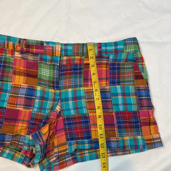 56 Ann Taylor Loft Checkered Plaid Orange Blue Shorts Size 14 - Image 4
