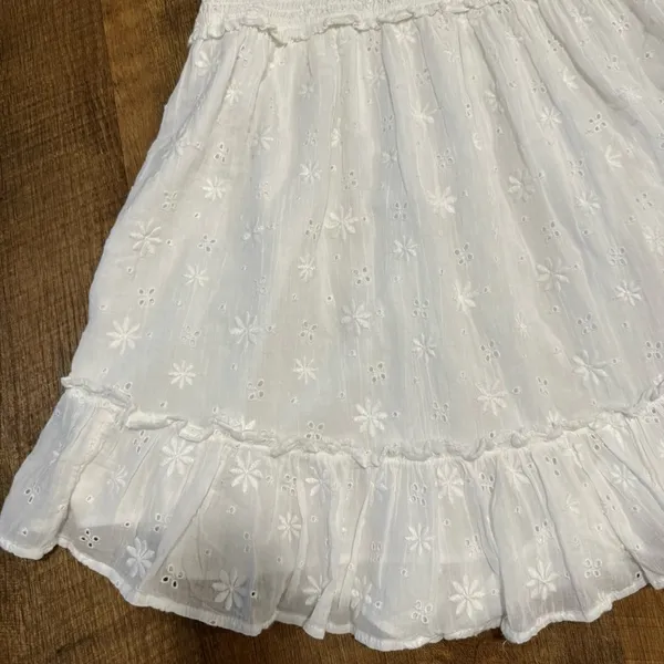 NEW Aerie White Spring Eyelet Fling Mini Dress Sz XL Halter Tie Floral - Image 8