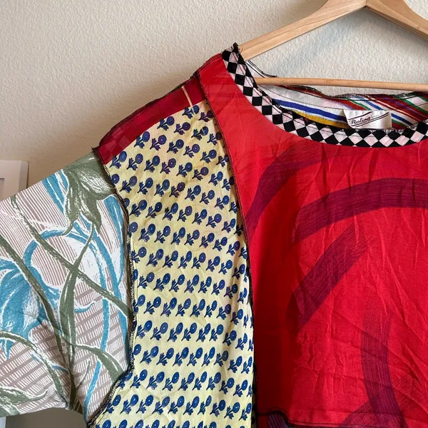 Vintage Funky Patchwork Oversized Tunic Top Red Size undefined - Image 5
