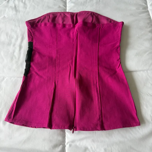 💖 HOT PINK NO-WIRE CORSET TOP 💖 Y2K Barbiecore | Lace + Diamanté Detail | Comfy Snatched Fit - Image 4