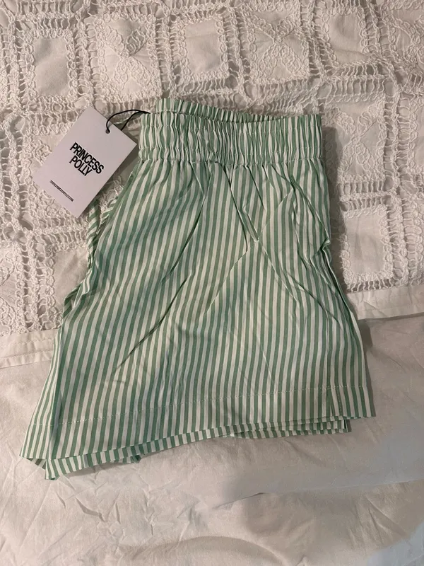 Princess Polly Beach House Shorts Stripe Blue Linen - Image 4
