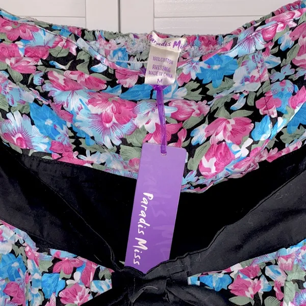 Strapless Floral Ruffle Mini Dress Pink Size M - Image 5