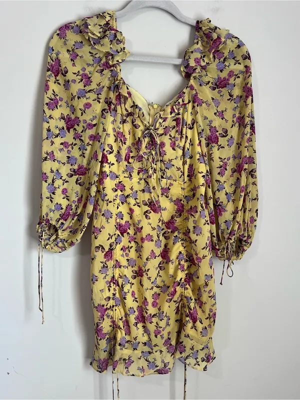 For Love & Lemons Silk Mini‎ Dress Floral Sweatheart Size XS - Image 2