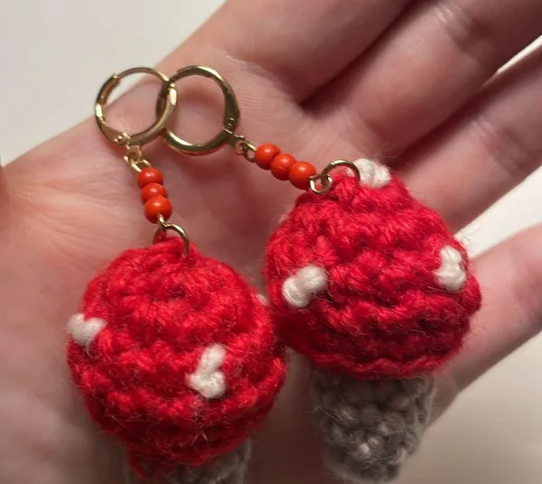 Urban Outfitters Crochet Mushroom 🍄 Dangle Earrings - Image 4