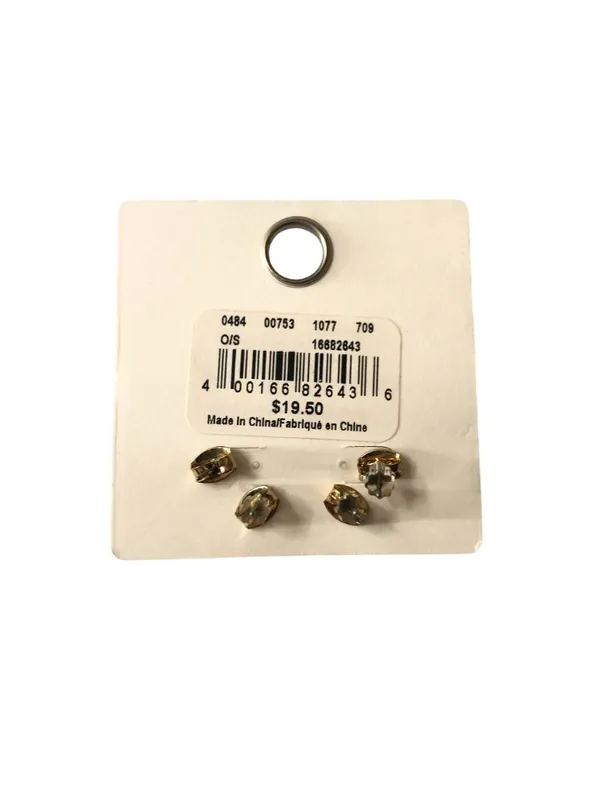 American Eagle Outfitters Stud Earrings Rhinestone Floral Textured Round Design - Image 2