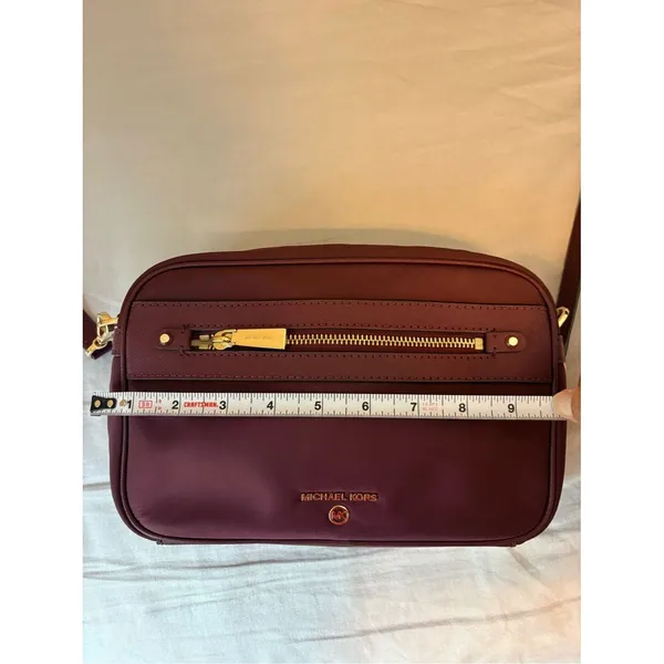 Michael Kors Burgundy Nylon Crossbody Camera Bag Gold Hardware - Image 5