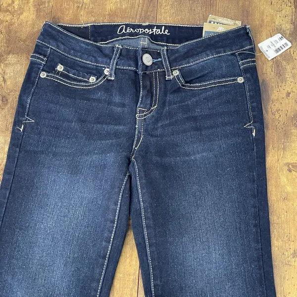 Aeropostale Womens Jeans Pants Size 00 Bayla Skinny Core Low Rise Dark Wash Y2k - Image 3