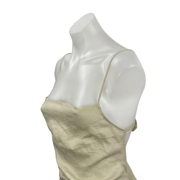 NA-KD Beige Cream Sleeveless Cami Tank Ruched Asymmetric Maxi Dress Size 10 - Image 3