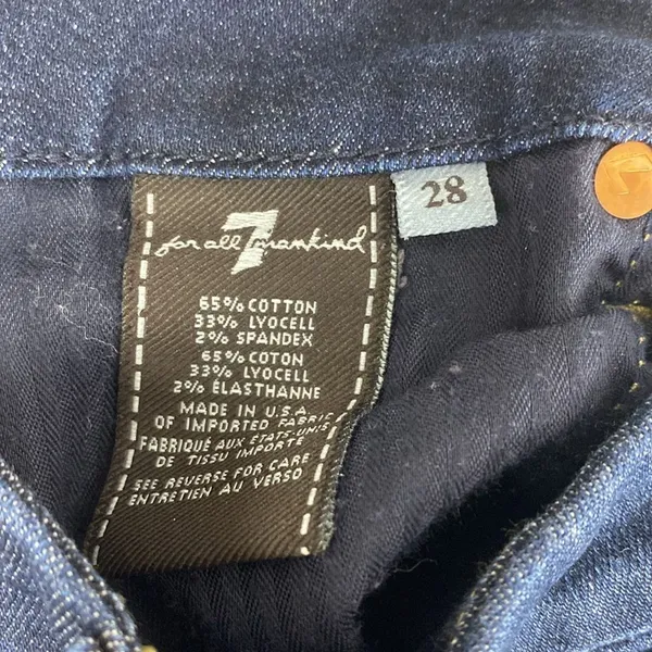 7 For All Mankind Blue Denim A Pocket Flair Leg Jeans 28 - Image 4