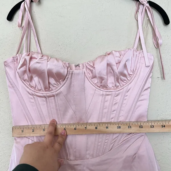 HOUSE OF CB‎ 'Alma' Blush Pink Satin Corset Midi Dress NWOT size S - Image 8