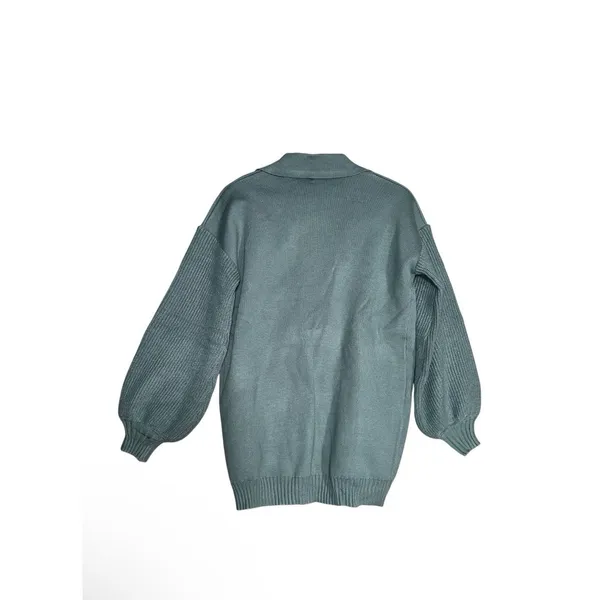 NEW Deep Self Cardigan Sweater Womens Sz S Green Notch Lapel Long Sleeve Winter - Image 2