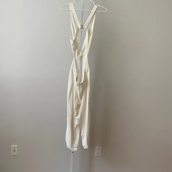 Bec & Bridge 6 Luxury White Midi Dress Plunging V Neck Backless Textured Wedding - Image 5