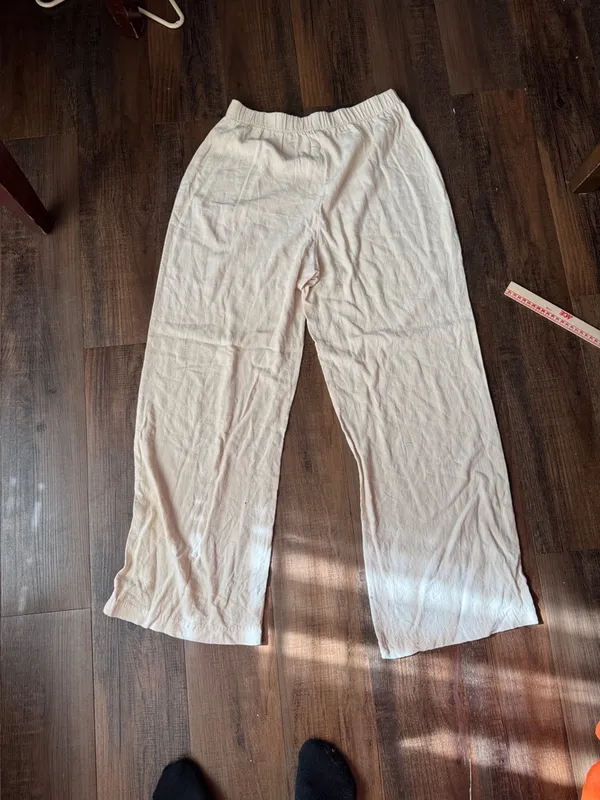 Double Zero Cream Wide Leg Pants - Image 8