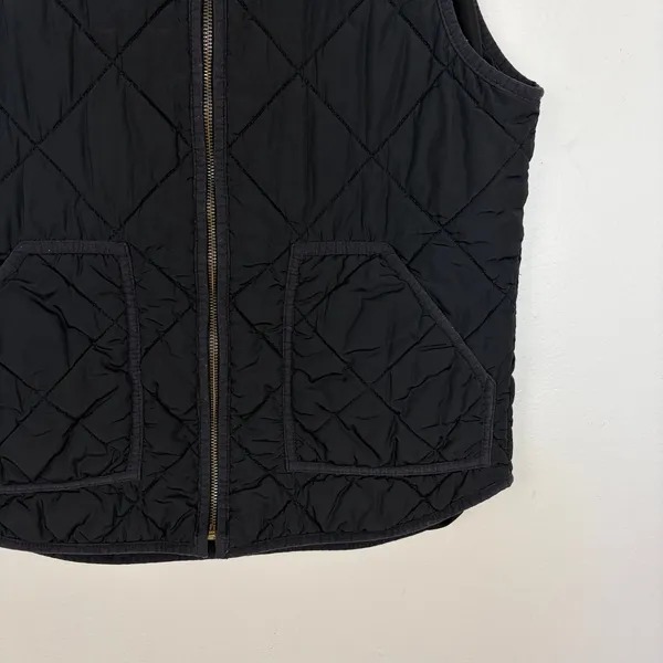 J.Crew‎ Mercantile Quilted Puffer Vest Black Mock Neck Full Zip Preppy Size M - Image 3