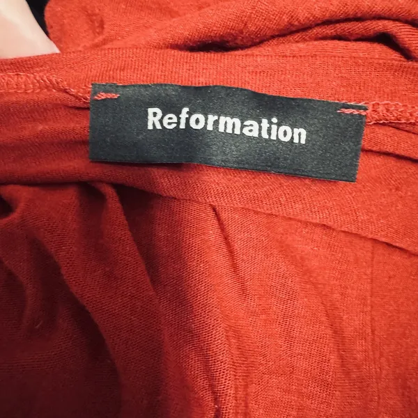 Reformation Womens Short Sleeved Red T-Shirt Linen Blend Size XS Basic Capsule - Image 4